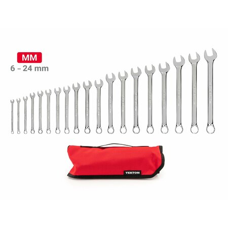 Tekton Combination Wrench Set with Pouch, 19-Piece (6-24 mm) WCB94202